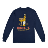 HIGH LIFE GLASS AND BOTTLE LONG SLEEVE TEE