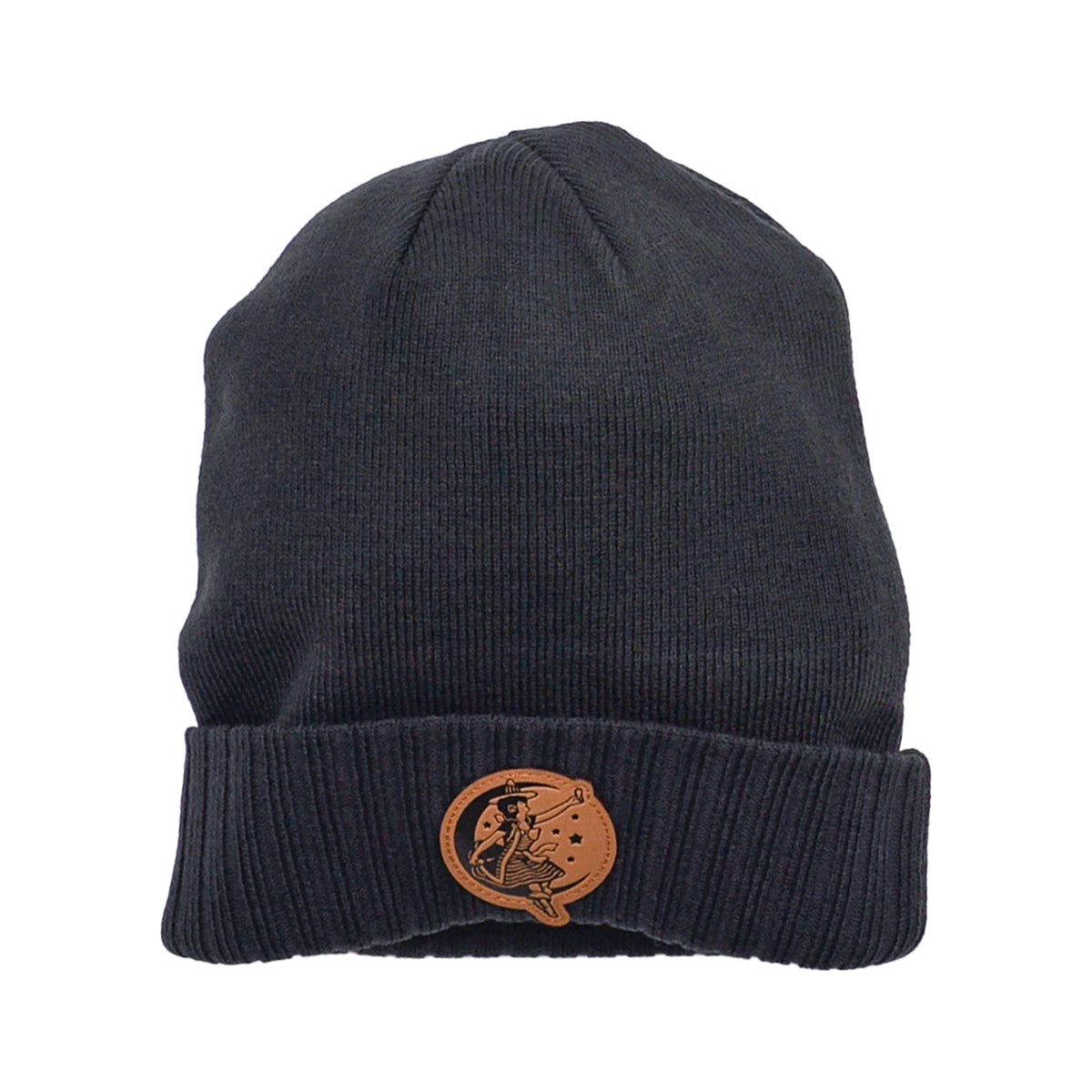Girl in the Moon Leather Patch Beanie