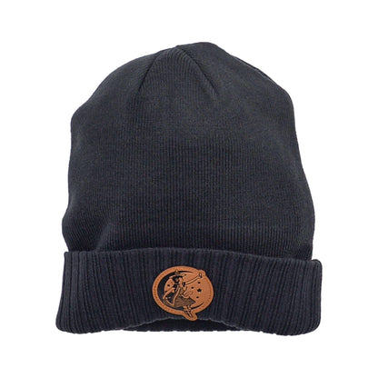 Girl in the Moon Leather Patch Beanie