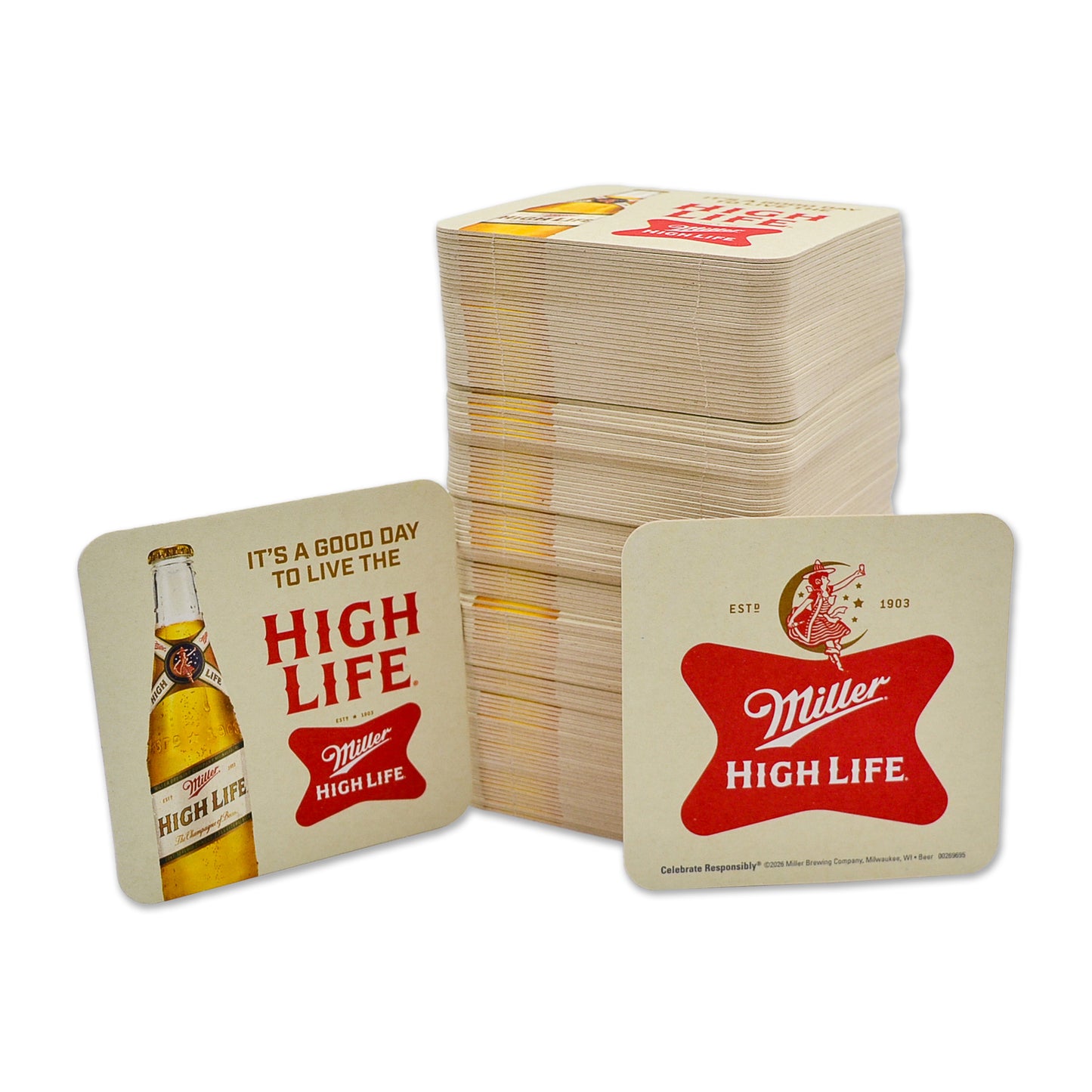 HIGH LIFE 125/PACK CARDBOARD COASTERS