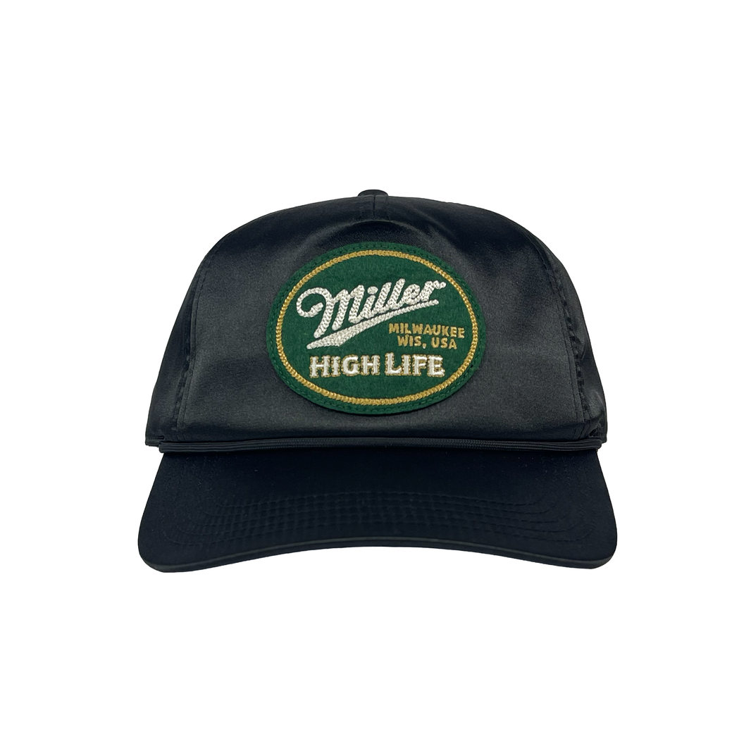 HIGH LIFE BLACK SATIN HAT