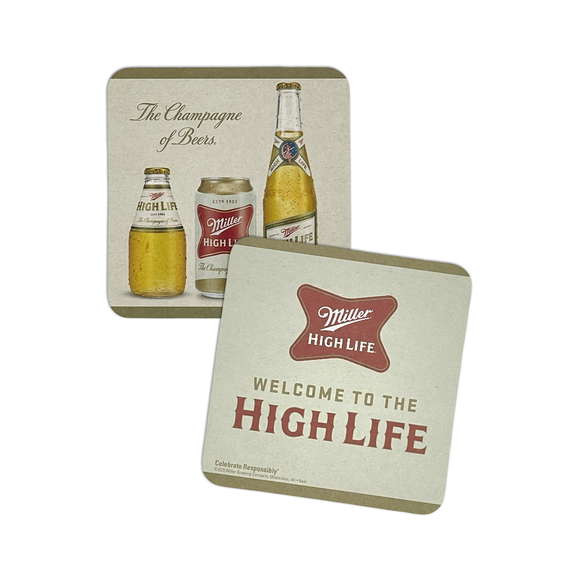 HIGH LIFE TRIO 125-PACK CARDBOARD COASTERS