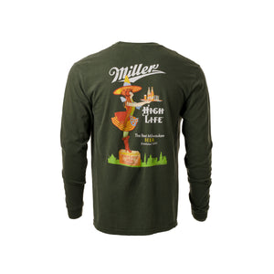 HIGH LIFE GREEN UNISEX LONG-SLEEVE CRATE TEE