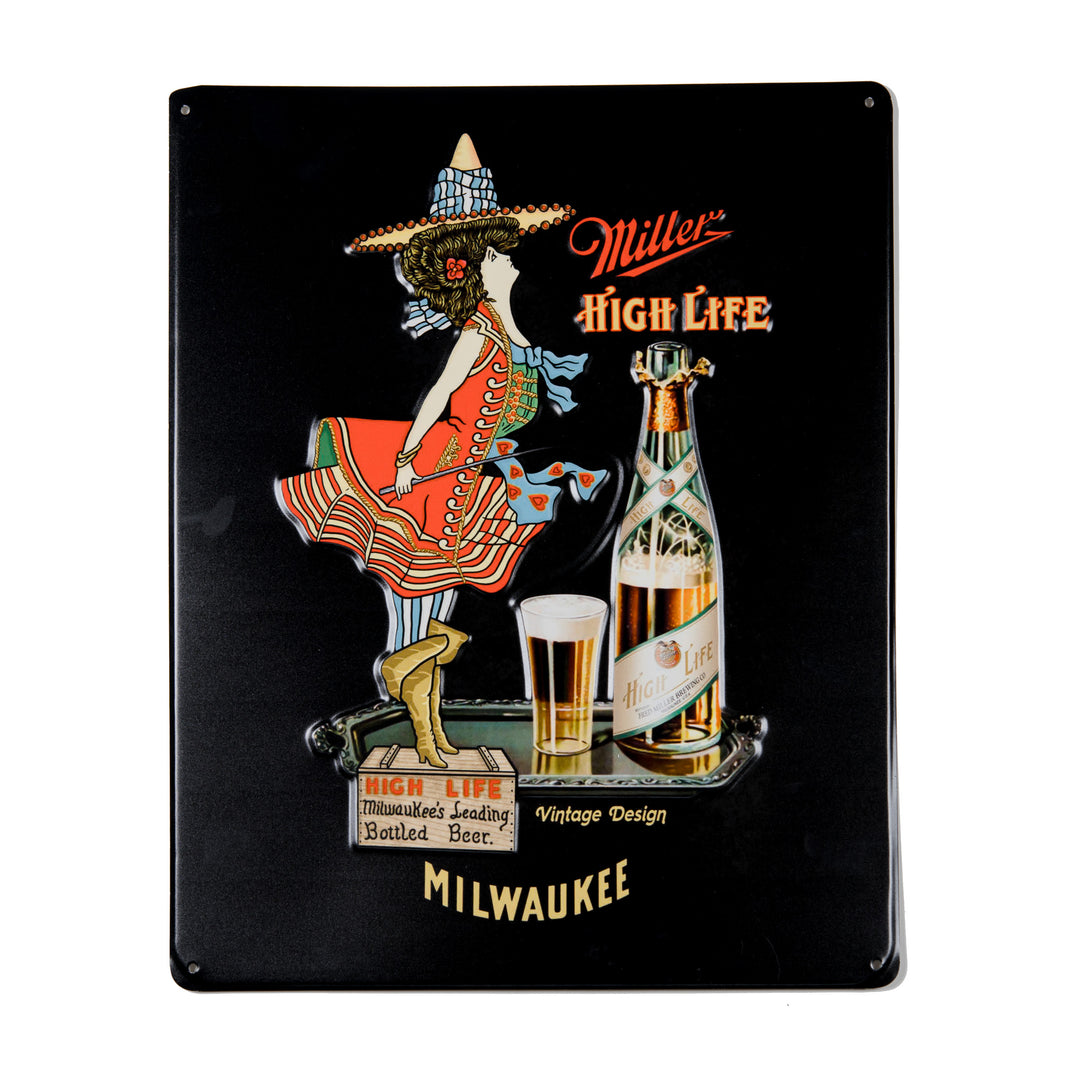 GIRL IN THE MOON CRATE METAL SIGN