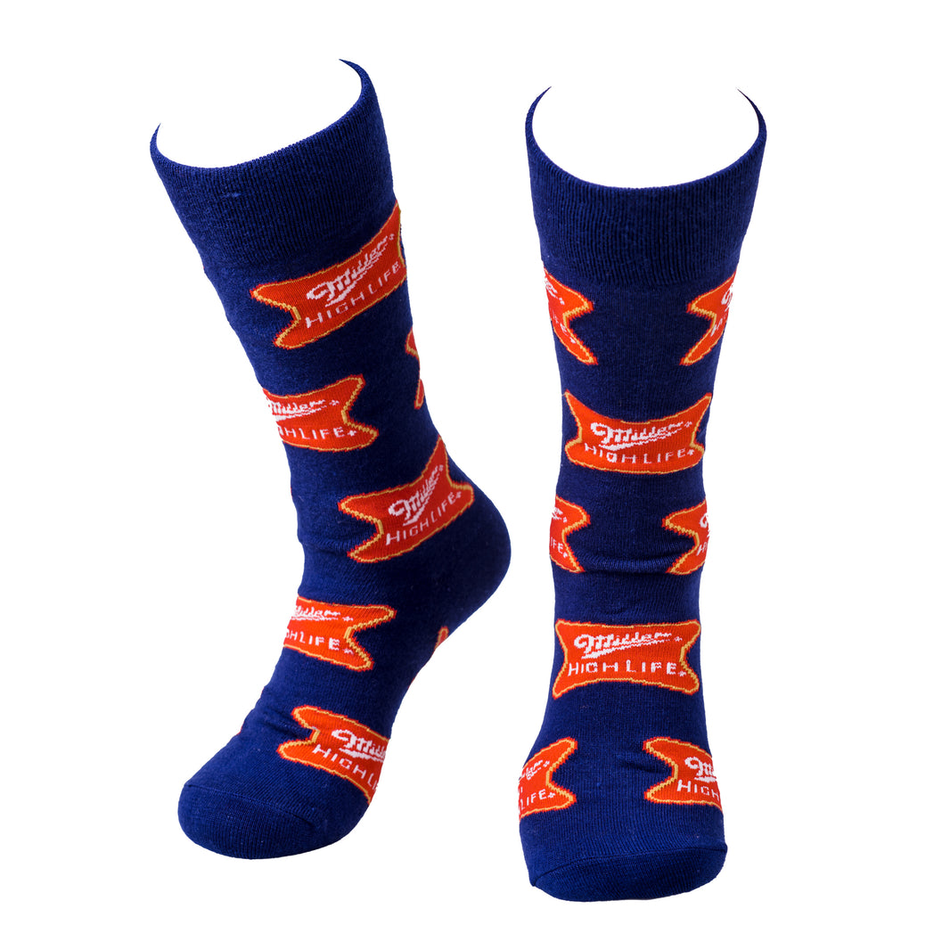HIGH LIFE NAVY LOGO PRINT SOCKS